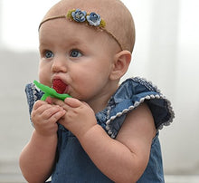 Load image into Gallery viewer, RaZbaby RaZberry Silicone Baby Teether Toy - Berrybumps Soothe Babies Sore Gums - Infant Teething Toy - Hands Free Design - BPA Free - Easy-to-Hold Design - Teething Relief Pacifier - Fruit Shape/Red