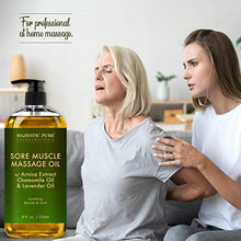 Load image into Gallery viewer, MAJESTIC PURE Sore Muscle Massage Oil, Coconut Massage Oil, Rose Massage Oil, and Eucalyptus Mint Massage Oil (8 fl oz Each) Bundle