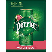 Load image into Gallery viewer, Perrier Watermelon Flavored Carbonated Mineral Water, 8.45 fl oz. Slim Cans (10 Pack)