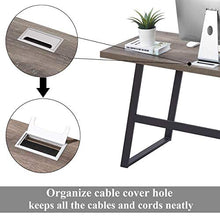 Load image into Gallery viewer, BON AUGURE Rustic Wood Computer Desk, Industrial PC Writing Desk, Vintage Study Table for Home Office Workstation (55 inch, Grey Oak)