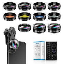 Load image into Gallery viewer, Apexel 11 in 1 Phone Camera Lens Kit - Wide Angle Lens & Macro Lens+Fisheye Lens/ND32/kaleidoscope/CPL/Color Lens Compatible with iPhone Samsung Sony and Most of Smartphone