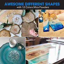 Load image into Gallery viewer, Epoxy Resin Crystal Clear Resin Kit 40oz - Clear Casting & Coating Resin for Art, Craft, DIY,Jewelry Making,Tumbler with 12 Color Mica Powder, 10 8oz Measuring Cups, Plastic Spreader,Sticks and Gloves