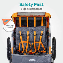 Load image into Gallery viewer, Instep Quick-N-EZ Double Tow Behind Bike Trailer, Converts to Stroller/Jogger, Orange