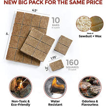 Load image into Gallery viewer, Fire Starters BIG PACK 160 Squares Charcoal Starter for Grills, Campfire, Fireplace, Firepits, Smokers. No flare ups & flavor. FireStarter for wood & pellet stove. Waterproof robust squares