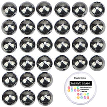 Load image into Gallery viewer, 100Pcs Natural Crystal Beads Stone Gemstone Round Loose Energy Healing Beads with Free Crystal Stretch Cord for Jewelry Making (Hematite, 8MM)