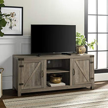 Load image into Gallery viewer, Walker Edison Furniture Company Farmhouse Barn Wood Universal Stand for TV's up to 64" Flat Screen Living Room Storage Cabinet Doors and Shelves Entertainment Center, 58 Inch, Grey Wash
