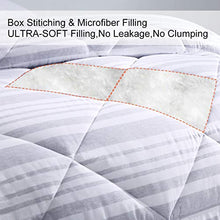 Load image into Gallery viewer, COHOME Queen 2100 Series Cooling Comforter Down Alternative Quilted Duvet Insert with Corner Tabs All-Season - Luxury Snuggly Hotel Comforter - Reversible - Machine Washable- Grey/White Stripe