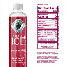 Load image into Gallery viewer, Sparkling ICE, Black Raspberry Sparkling Water, Zero Sugar Flavored Water, with Vitamins and Antioxidants, Low Calorie Beverage, 17 fl oz Bottles (Pack of 12)