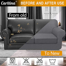 Load image into Gallery viewer, Carltina 3 Piece Thick Sofa Covers for 2 Cushion Couch High Stretch Fitted Couch Cover for Dogs Pet Non Slip Sofa Slipcover for Living Room Furniture Protector Washable (Medium, Light Gray)