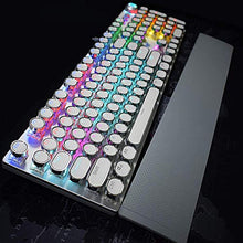 Load image into Gallery viewer, Retro Steampunk Gaming Mechanical Keyboard, Metal Panel, Black Switches, LED Backlit,USB Wired,Hand Rest,Typewriter-Style Round Keycaps,for Game and Office,for Computer Laptop Desktop PC(2088-White)