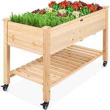 Load image into Gallery viewer, Best Choice Products Raised Garden Bed 48x24x32-inch Mobile Elevated Wood Planter w/Lockable Wheels, Storage Shelf, Protective Liner