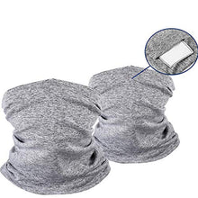 Load image into Gallery viewer, Youmymine 2 Pack Face Cover Neck Gaiter Scarf with Filters, Unisex Seamless Rave Bandana Tube Headwear for Fishing Cycling Hiking 17pcs (L, 2 PC+ 15 PC)