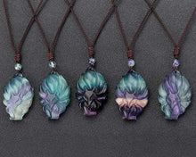 Load image into Gallery viewer, MANIFO Natural Crystal Gemstone Fox Pendant Necklace with Adjustable Woven Rope Chain (Fluorite)
