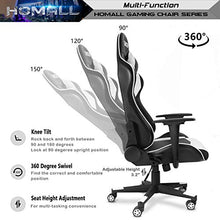 Load image into Gallery viewer, Homall Gaming Chair Office Chair High Back Computer Chair PU Leather Desk Chair PC Racing Executive Ergonomic Adjustable Swivel Task Chair with Headrest and Lumbar Support (White)