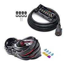 Load image into Gallery viewer, MICTUNING 7 Way Plug Inline Trailer Cord with 7 Gang Junction Box Bundle MIC-B1002 LED Light Bar Wiring Harness