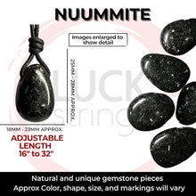 Load image into Gallery viewer, Luck Strings Handmade Chakra Gemstone Crystal Pendant Necklace, Unisex Design for Men & Women, Large Rock Energy Amulet Jewelry Collar for Spiritual Wellness, Gem Accessory Gift, Nuummite Black