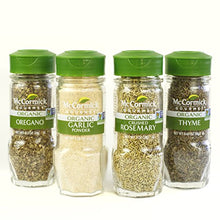 Load image into Gallery viewer, McCormick Gourmet Organic Garlic & Herbs Everyday Basics Variety Pack (Oregano, Garlic Powder, Crushed Rosemary, Thyme), 0.05 lb