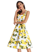 Load image into Gallery viewer, Belle Poque 1950s Retro Party Yellow Lemon Print Homecoming Dress L BP416-3