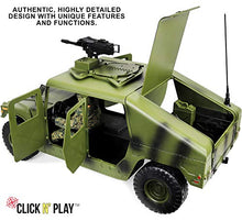 Load image into Gallery viewer, Click N' Play Military Jumbo 12" Long Humvee Vehicle Action Figure Play Set with Accessories (CNP30558-)