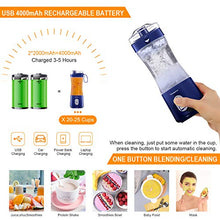 Load image into Gallery viewer, Portable Personal Blender for Smoothie and Shakes - Vaeqozva 6 Powerful 3D Blades 4000mAh USB Rechargeable Juicer Cup including Reusable Silicone Straws(Navy Blue)