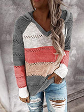 Load image into Gallery viewer, Women's Winter Lightweight Hoodid Color Block Warm Pullover Sweatshirts Fashion Knitted Tops Ladies Clothes