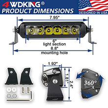 Load image into Gallery viewer, LED Light Bar 6 inch 2PCS - 4WDKING Screwless Design 60W Off Road LED Spot Flood Combo Work Light Super Bright Truck Driving Fog Lamp IP69K Waterproof Fit for Ford F150 Polaris RZR Jeep Wrangler