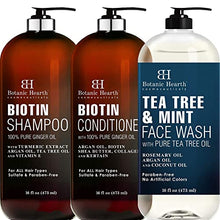 Load image into Gallery viewer, Botanic Hearth Biotin Shampoo & Conditioner Set (16 oz Each) and Tree Tea & Mint Face Wash (16 oz) Bundle