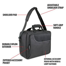 Load image into Gallery viewer, USA GEAR Console Carrying Case - Xbox Travel Bag Compatible with Xbox One and Xbox 360 with Water Resistant Exterior and Accessory Storage for Xbox Controllers, Cables, Gaming Headsets - Black
