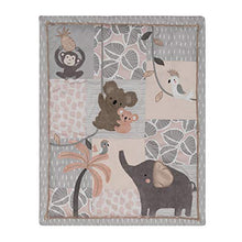 Load image into Gallery viewer, Lambs & Ivy Calypso 4-Piece Crib Bedding Set - Pink, Gray, Gold, Animals, Jungle