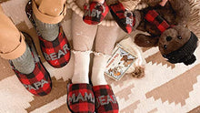 Load image into Gallery viewer, Dearfoams Men's Papa Bear Slipper, faux faux fur Plaid, Medium