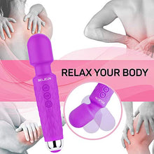 Load image into Gallery viewer, Powerful Vibrate Wand Massager with 20 Magic Vibration Modes Whisper Quiet Waterproof Personal Handheld Cordless for Neck Shoulder Back Body Massage Sports Recovery & Muscle Aches