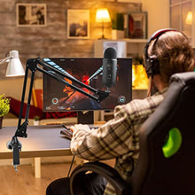 Load image into Gallery viewer, Microphone Boom Arm Stand, VeGue Adjustable Suspension Scissor Mic Stand with 3/8" to 5/8" Adapter, Pop Filter, Mic Clip, Heavy Duty Desk Clamp for Blue Yeti Nano Snowball Ice and Other Mics(VA10)