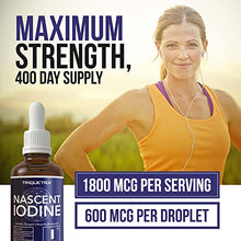 Load image into Gallery viewer, Nascent Iodine Supplement 400 Servings, Glass Bottle, Vegan, 1800 mcg - 600 mcg per Drop - Pure, Clear Color - Supports Thyroid Health, Energy, Immunity & Metabolism (2 oz.)