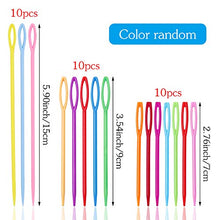 Load image into Gallery viewer, 30 PCS Large Eye Plastic Needles, 2.7Inch/3.5Inch/5.9Inch Plastic Weaving Needles, Yarn Needles, Learning Needles, Safety Plastic Lacing Needles for Kids & Sewing Handmade Crafts