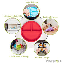 Load image into Gallery viewer, WeeSprout Suction Plates for Babies & Toddlers | 100% Silicone | Plates Stay Put with Suction Feature | Divided Design | Microwave & Dishwasher Safe | 3 Pack