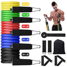 Load image into Gallery viewer, Resistance Bands Set, Exercise Bands with Handles Attached 5 Resistance Bands, Handles, Legs Ankle Straps & Door Anchor, Carry Bag, Fitness Bands for Men Women Resistance Training, Physical Therapy