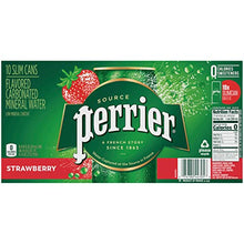Load image into Gallery viewer, Perrier Strawberry Flavored Carbonated Mineral Water, 8.45 fl oz. Slim Cans (10 Pack)
