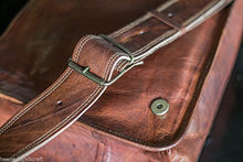 Load image into Gallery viewer, 18 inch Leather Full Flap Messenger Handmade Bag Laptop Bag Satchel Bag Padded Messenger Bag School Brown (18x13)