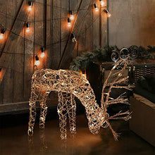 Load image into Gallery viewer, Alpine Corporation Outdoor/Indoor Rattan Grazing Reindeer with Lights - Christmas and Holiday Decoration for Yard - 24-Inches