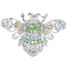 Load image into Gallery viewer, EVER FAITH Silver-Tone Austrian Crystal Honey Bee Insect Hair Claw Clip Green
