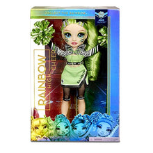 Load image into Gallery viewer, Rainbow High Cheer Jade Hunter – Green Cheerleader Fashion Doll with 2 Pom Poms and Doll Accessories, Great Gift for Kids 6-12 Years Old