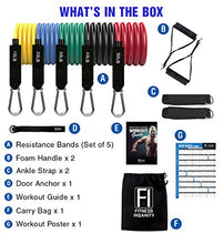 Load image into Gallery viewer, Fitness Insanity Resistance Bands Set - 5-Piece Exercise Bands - Portable Home Gym Accessories - Stackable Up to 150 lbs. - Perfect Muscle Builder for Arms, Back, Leg, Chest, Belly, Glutes