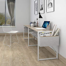 Load image into Gallery viewer, JSB Folding Computer Desk with Storage Bag and Hook, Writing Desk Modern Industrial Work Table Laptop Desk for Home Office (39.37” x 19.69” x 29.53”, White)