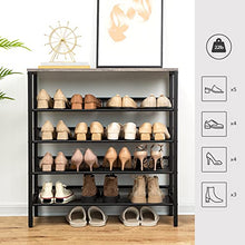 Load image into Gallery viewer, HOOBRO Shoe Rack, 5-Tier Shoe Storage Unit Flat & Slant Adjustable Shoe Organizer Shelf for 16 Pairs, Durable and Stable, for Entryway, Hallway, Closet, Dorm Room, Industrial, Greige BG01XJ01