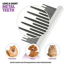 Load image into Gallery viewer, Detangling Pet Comb with Long & Short Stainless Steel Teeth for Removing Matted Fur, Knots & Tangles – Detangler Tool Accessories for Safe & Gentle DIY Dog & Cat Grooming (Grooming Comb)