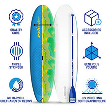 Load image into Gallery viewer, Wavestorm 8ft Junior Stand Up Paddleboard | Superior Foam Construction with Stringers | Accessories Included Adjustable Paddle Leash and Removable fin| Carry Handle | Sized for Youth