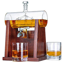 Load image into Gallery viewer, Jillmo Whiskey Decanter Set, 1250ml Whiskey Decanter with 2 Whiskey Glasses