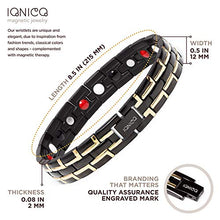 Load image into Gallery viewer, IONICO Stylish Magnetic Therapy Bracelet for Men and Women Health Improvement | Reliefs Arthritis, Carpal Tunnel, migraine, Headache Pain, Blood Pressure | Strong Energy Healing Power (Black-Gold)