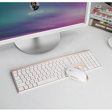 Load image into Gallery viewer, Wireless Keyboard Mouse, Jelly Comb 2.4GHz Ultra Slim Full Size Rechargeable Wireless Keyboard and Mouse Combo for Windows, Laptop, Notebook, PC, Desktop, Computer (White and Gold)