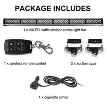 Load image into Gallery viewer, TeddyTT Emergency Strobe Lights Bar Directional Traffic Advisor Warning Strobe Flash Visor Lights for Vehicles Trucks Suction Bracket 27 Inch 6 Panel Led Wireless Remote Control (Blue/Amber)